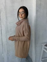 Довгий вільний светр туніка в стилі INNOE Oversize 230222-3 Бежевий