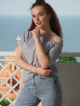 Сіра футболка з бавовни 550019 - Купити