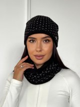 В’язаний комплект для жінок із шапкою та снудом INNOE 950065-1 Чорний