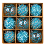 Ялинкові кульки блакитна завірюха 7 см, 9 шт., набір