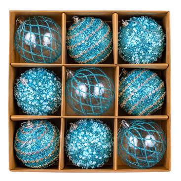 Ялинкові кульки блакитна завірюха 7 см, 9 шт., набір - Купити