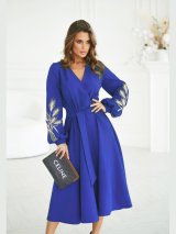 Ніжна сукня на запах вишивка колоски 270545-3 Синій - Innoe