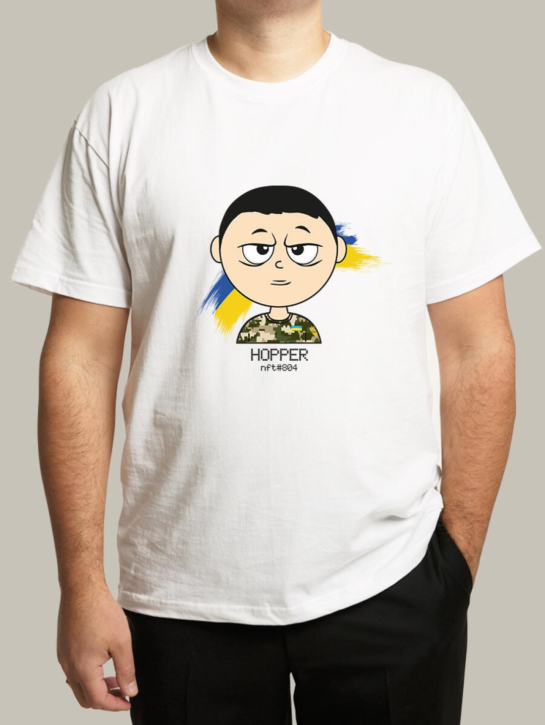 Чоловіча футболка, біла з принтом аватара Military Hopper 804 (Подоляк) - Купити