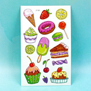 Перекладні татуювання з блискітками Тортики 12 см - Купити