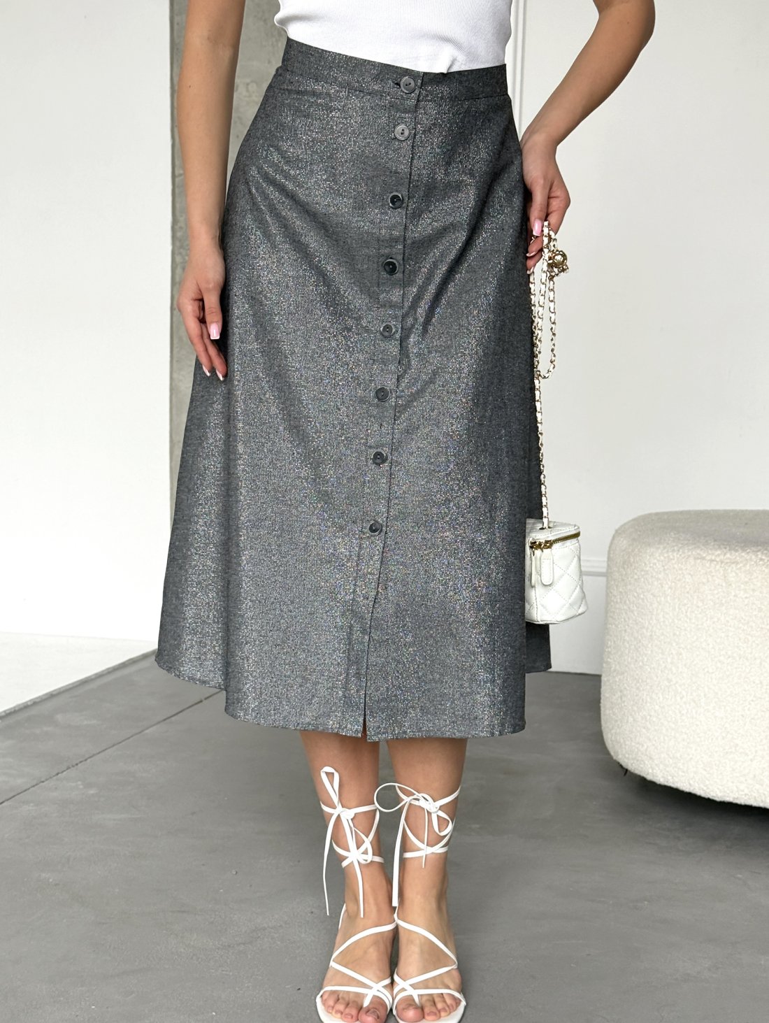 Спідниця з додаванням люрексової нитки 300016-1 Срібний - Innoe