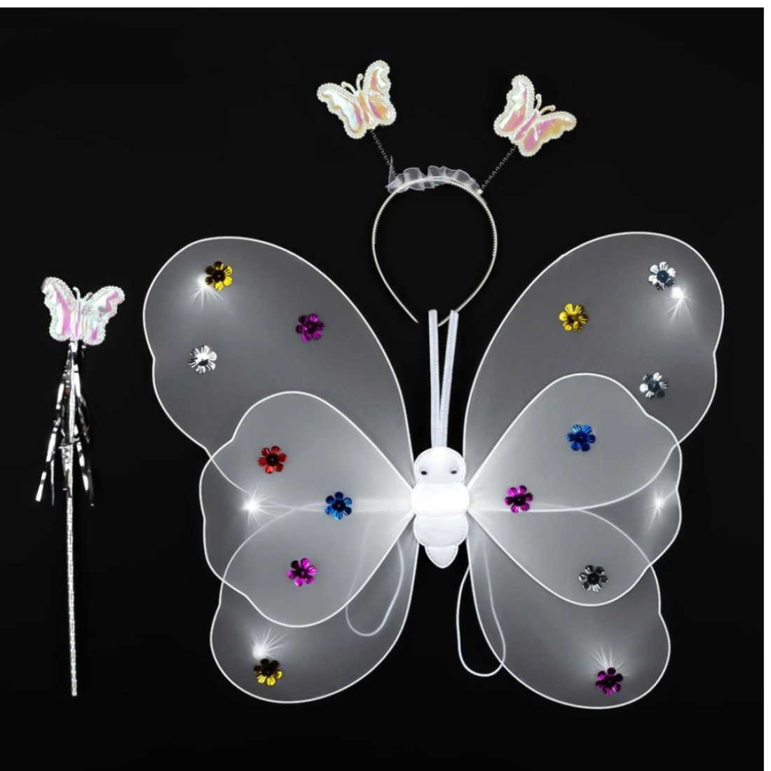 Набір карнавальні крила метелика подвійний білий