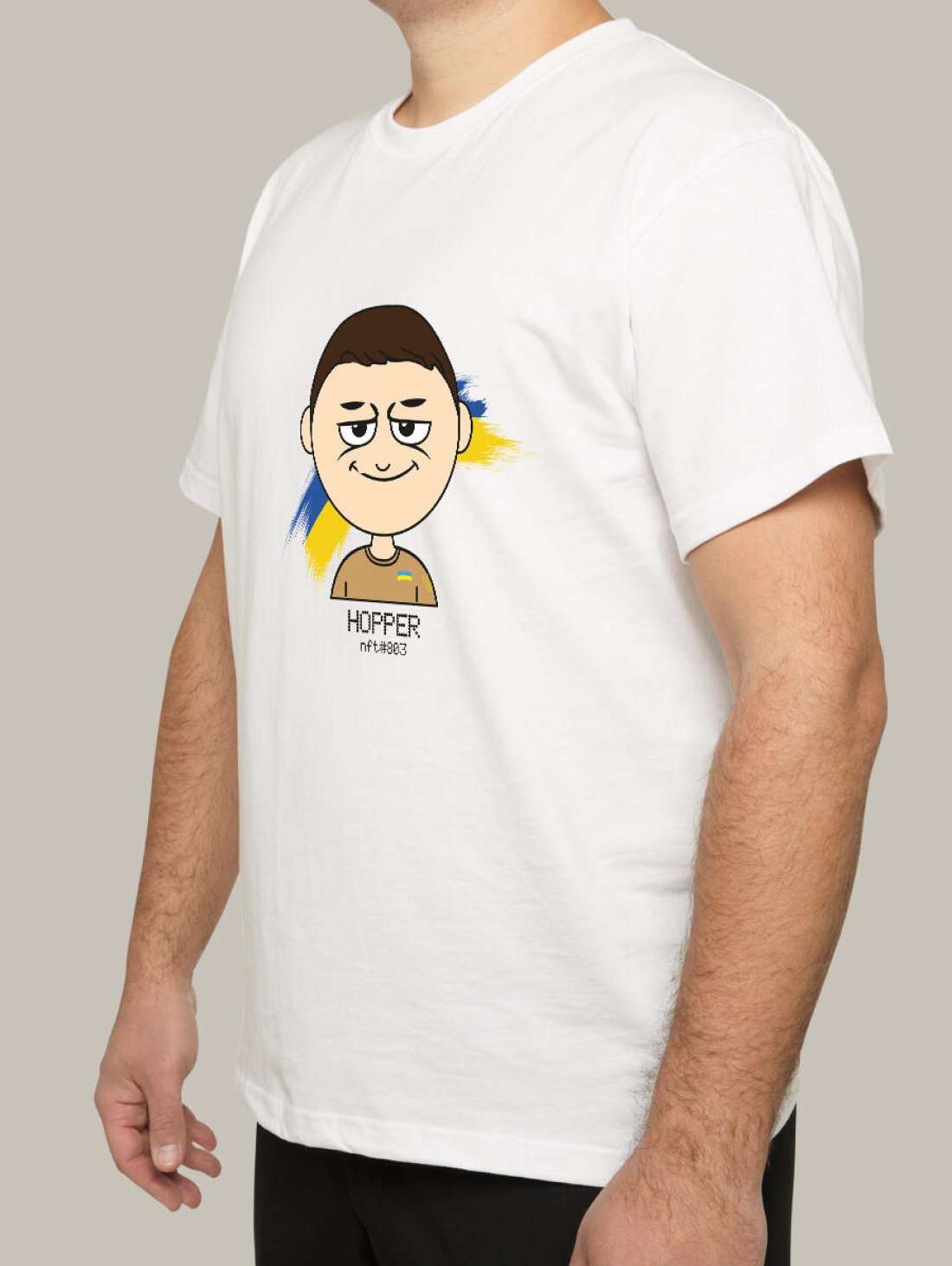 Чоловіча футболка, біла з принтом аватара Military Hopper 803 (Кім) - Футболки з принтами - Hopper