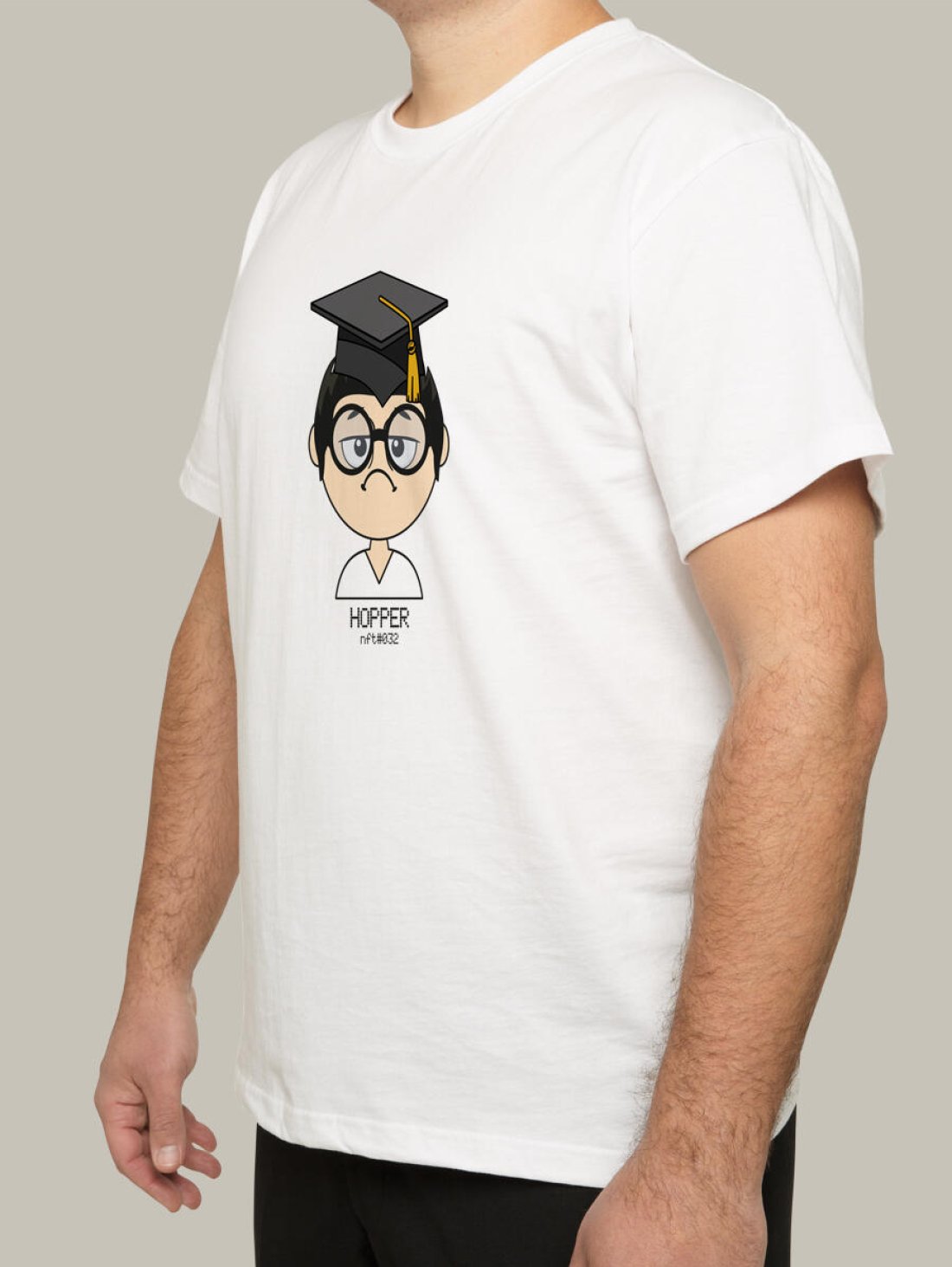 Чоловіча футболка, біла з принтом аватара Hopper 032 - Футболки з принтами - Hopper