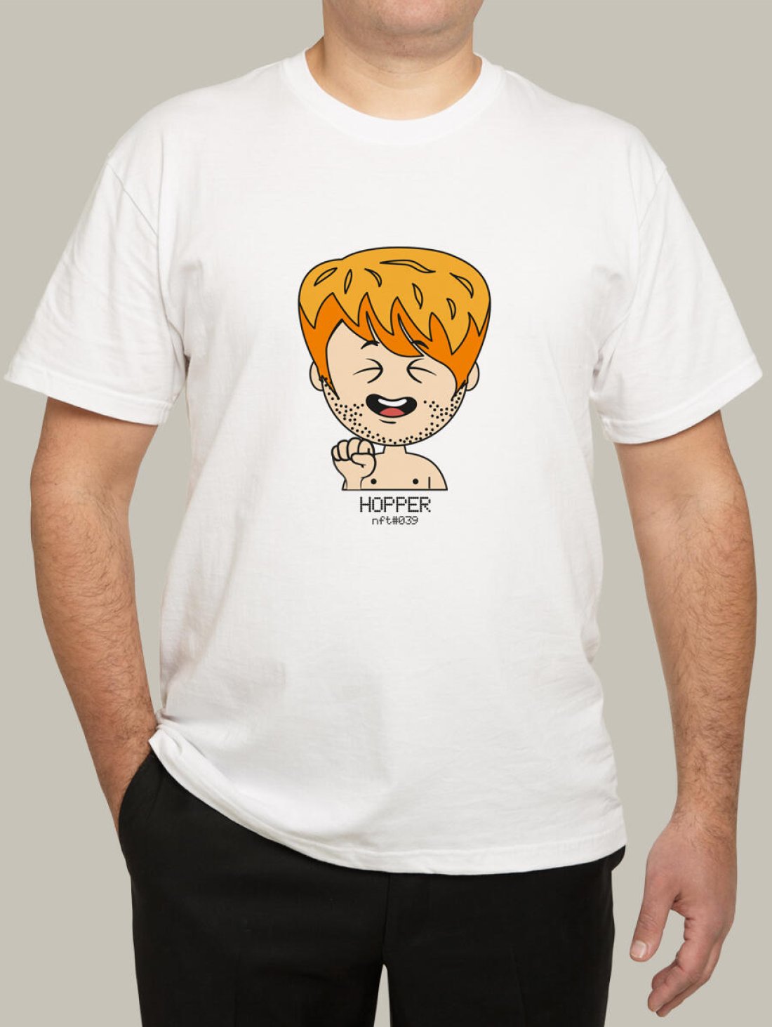 Чоловіча футболка, біла з принтом аватара Hopper 039 - Футболки з принтами - Hopper