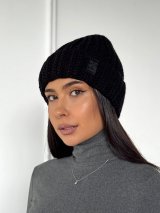 Жіноча шапка-біні фактурної в’язки INNOE 950234-1 Чорний - Купити