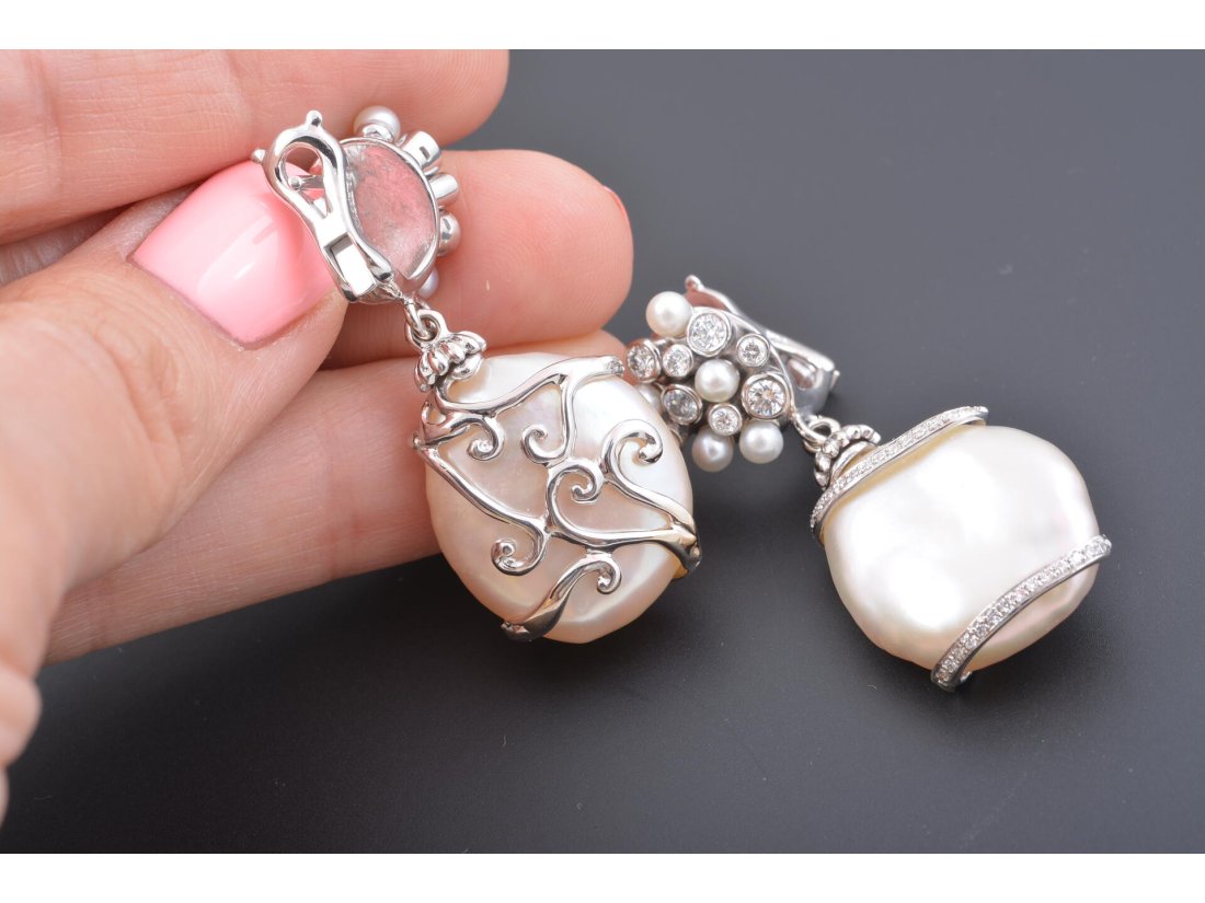 Сережки з перлинами ручної роботи