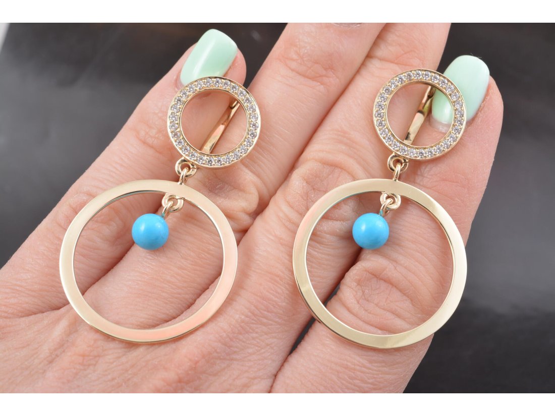 Сережки кружечки із бірюзою - Купити