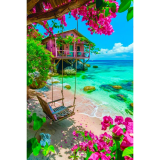 Алмазна мозаїка гойдалки та море 40*50 см