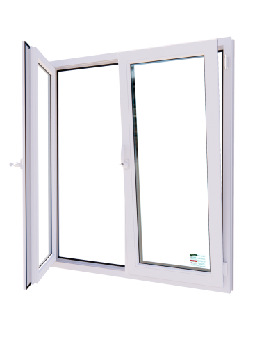 Бюджетное белое металлопластиковое двухстворчатое окно 1300х1400 мм - Купить