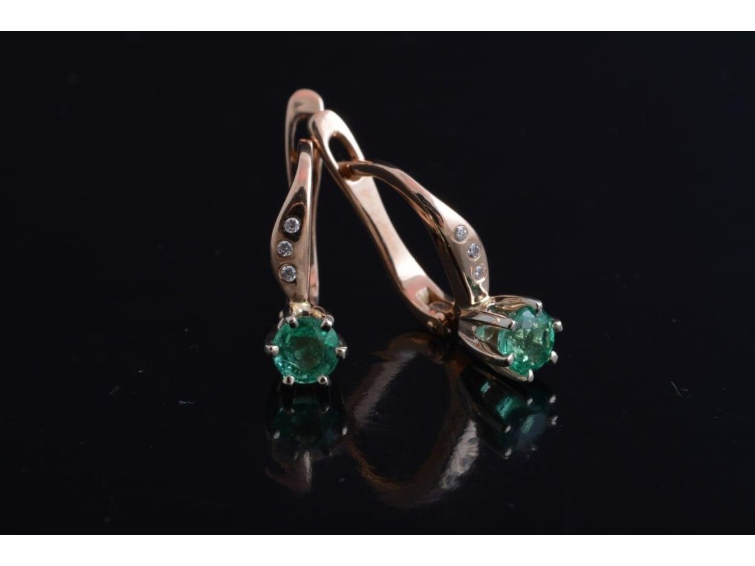 Сережки жіночі із діамантами та смарагдами - Фото4 Сережки жіночі із діамантами та смарагдами