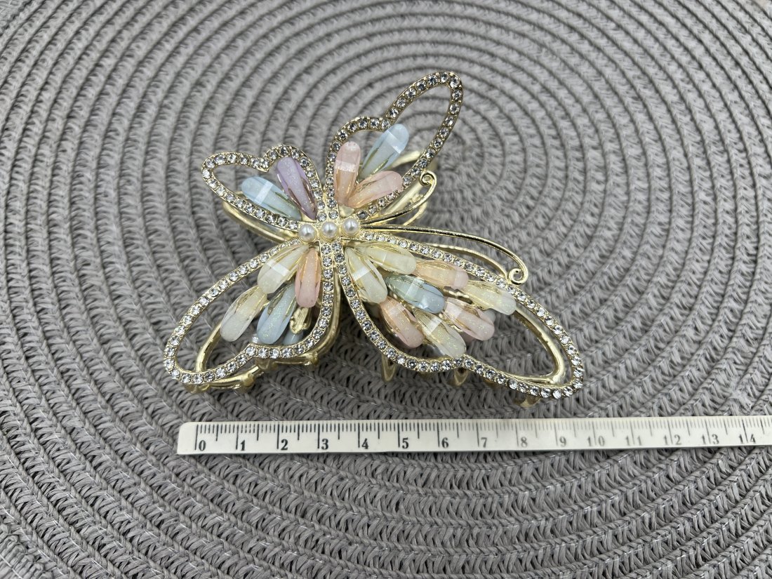 Краб для волосся метал ,золото з камінням 9 см. - Купити