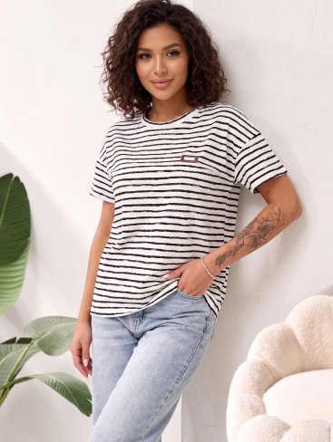 Футболка oversize у смужку INNOE 300054-2 Білий - Купити
