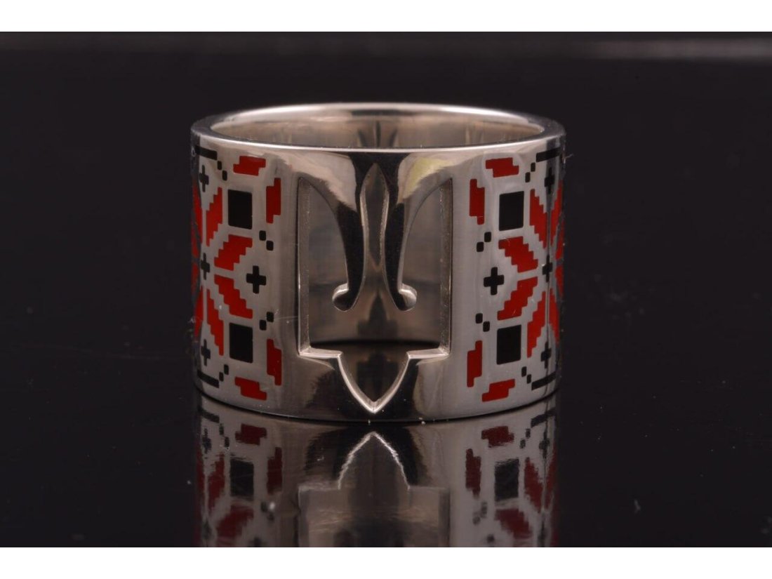 Каблучка "Україна" з емаллю - Фото3 Каблучка "Україна" з емаллю - Купити