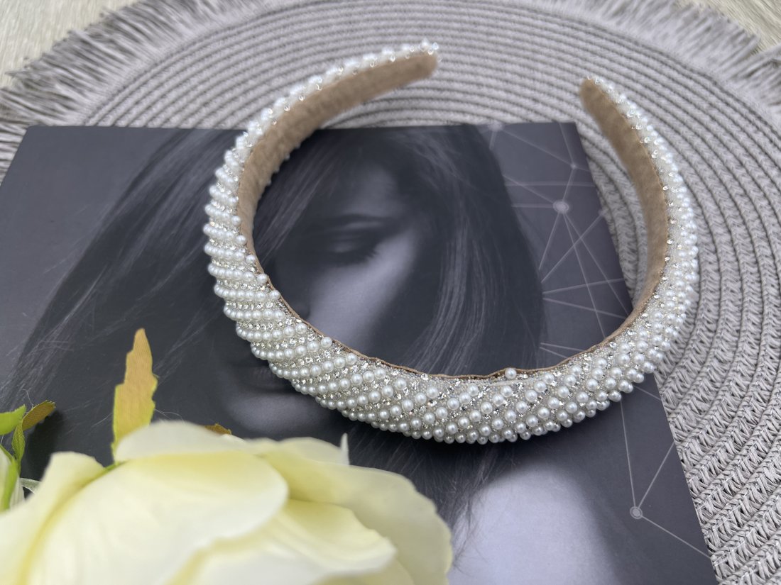 Обруч із перлинками. 2,5см. - Кристалік