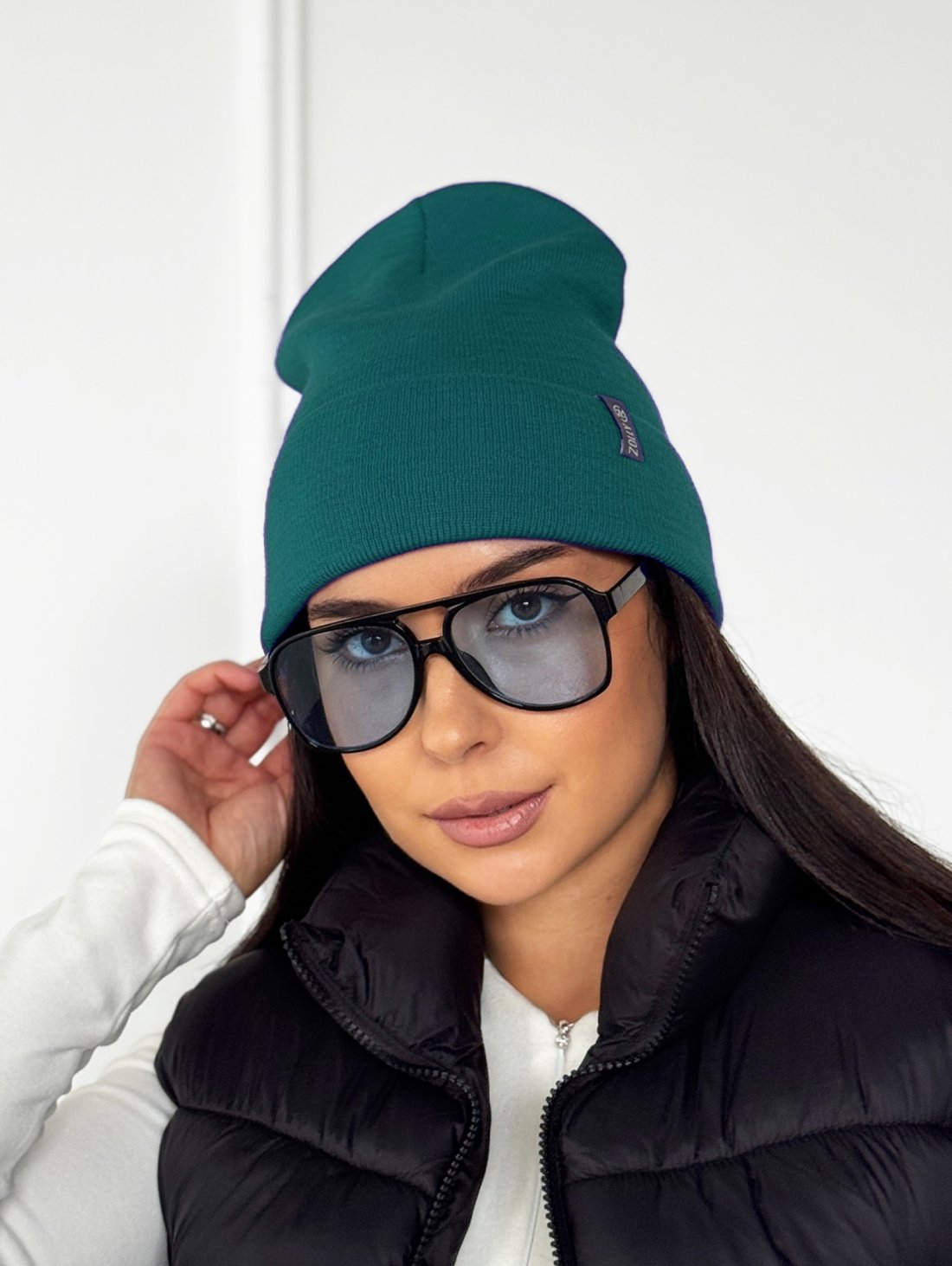 Модна подвійна жіноча шапка INNOE 950118-1 Темно-зелений