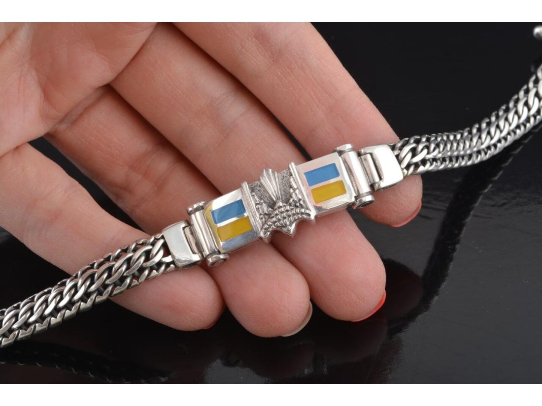 Браслет чоловічий з емаллю, патріотичний - Фото3 Браслет чоловічий з емаллю, патріотичний - Купити