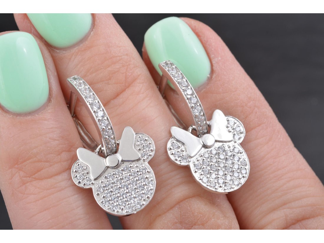 Сережки «Міні-маус» біле золото - Купити