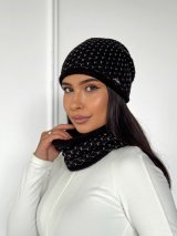 В’язаний комплект для жінок із шапкою та снудом INNOE 950065-1 Чорний