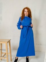 Сукня з вишивкою на рукавах блакитного кольору 270382-2 - Купити