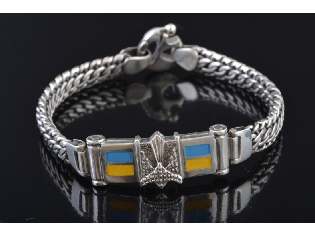 Браслет чоловічий з емаллю, патріотичний - Фото1 Браслет чоловічий з емаллю, патріотичний