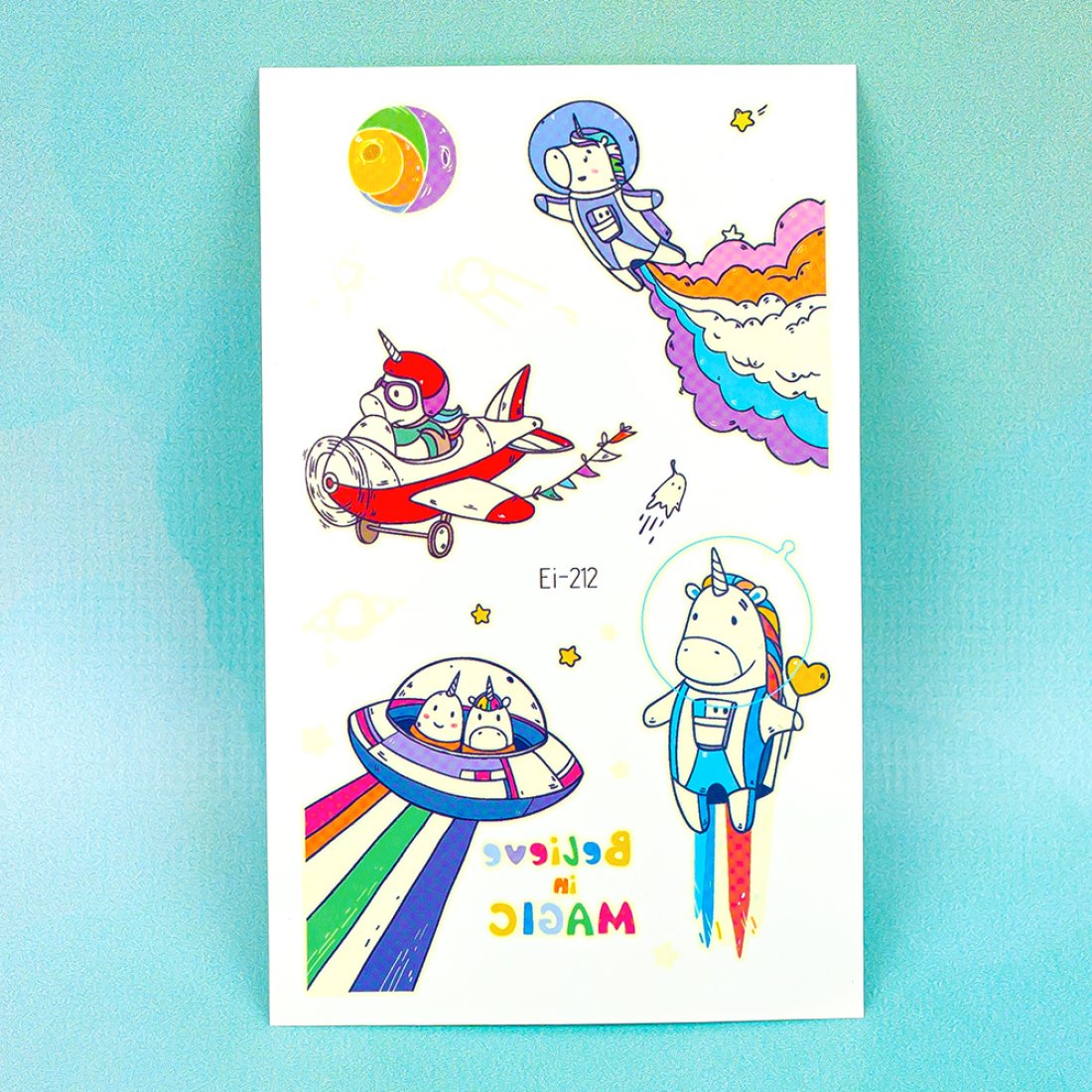 Дитячі сяючі татуювання Єдинороги Ei-212