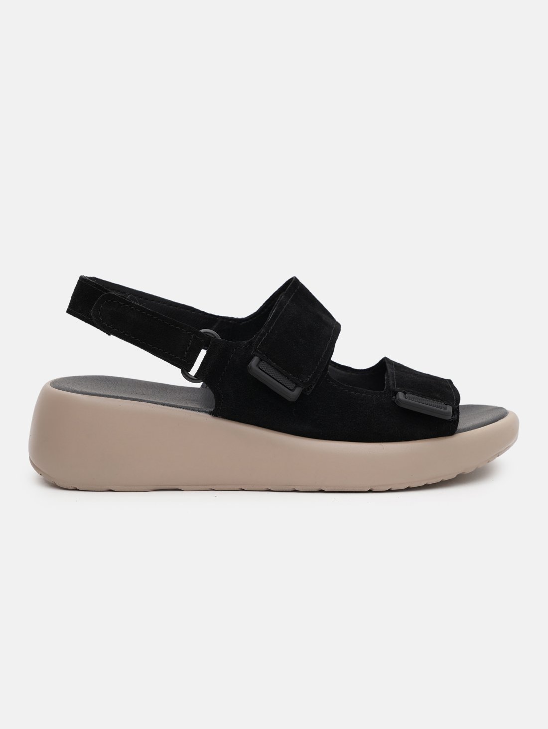 Чорні замшеві босоніжки на липучках на зручній платформі INNOE 777556-3 Чорний - Innoe