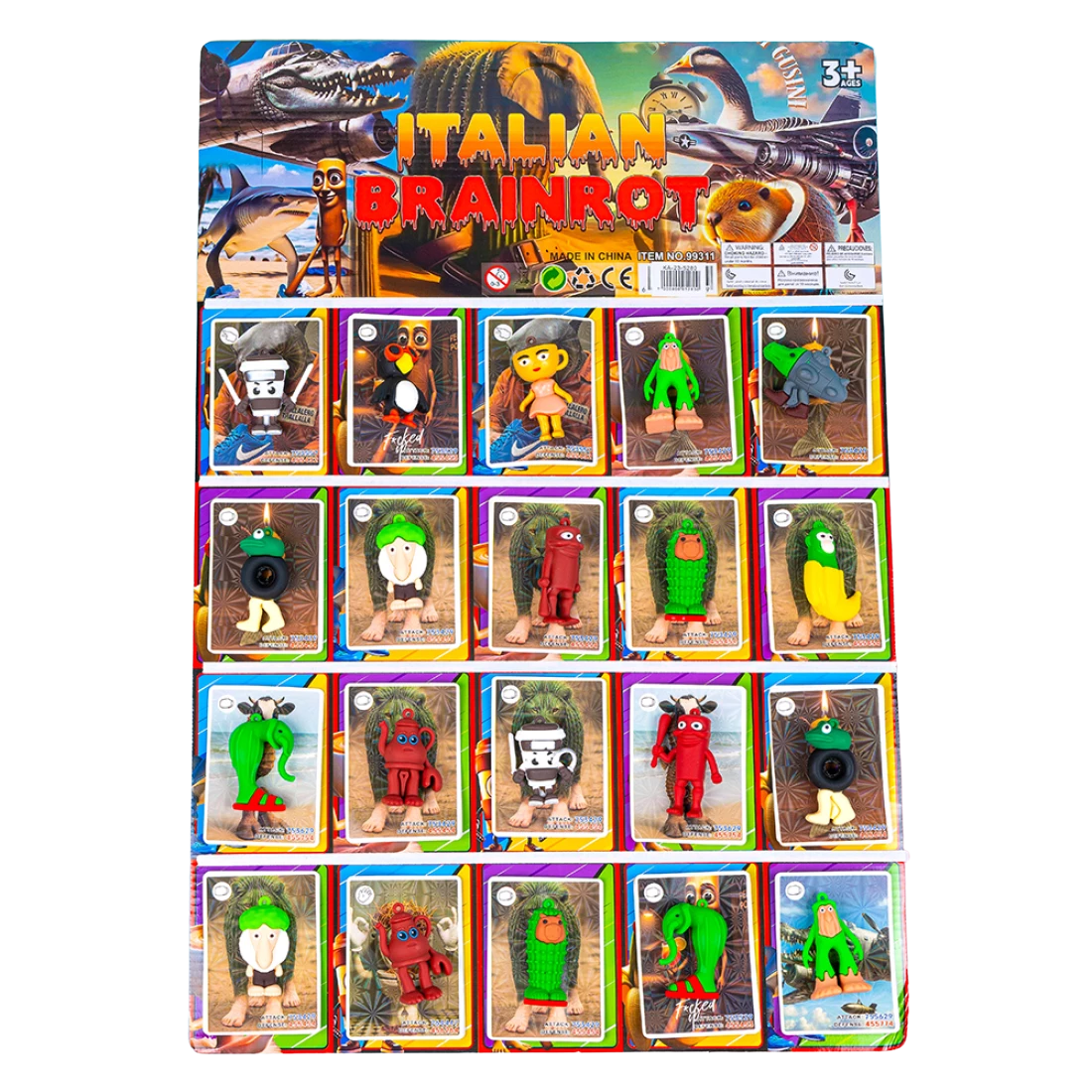 Фігурки з картками на аркуші Italian Brainrot 6 см