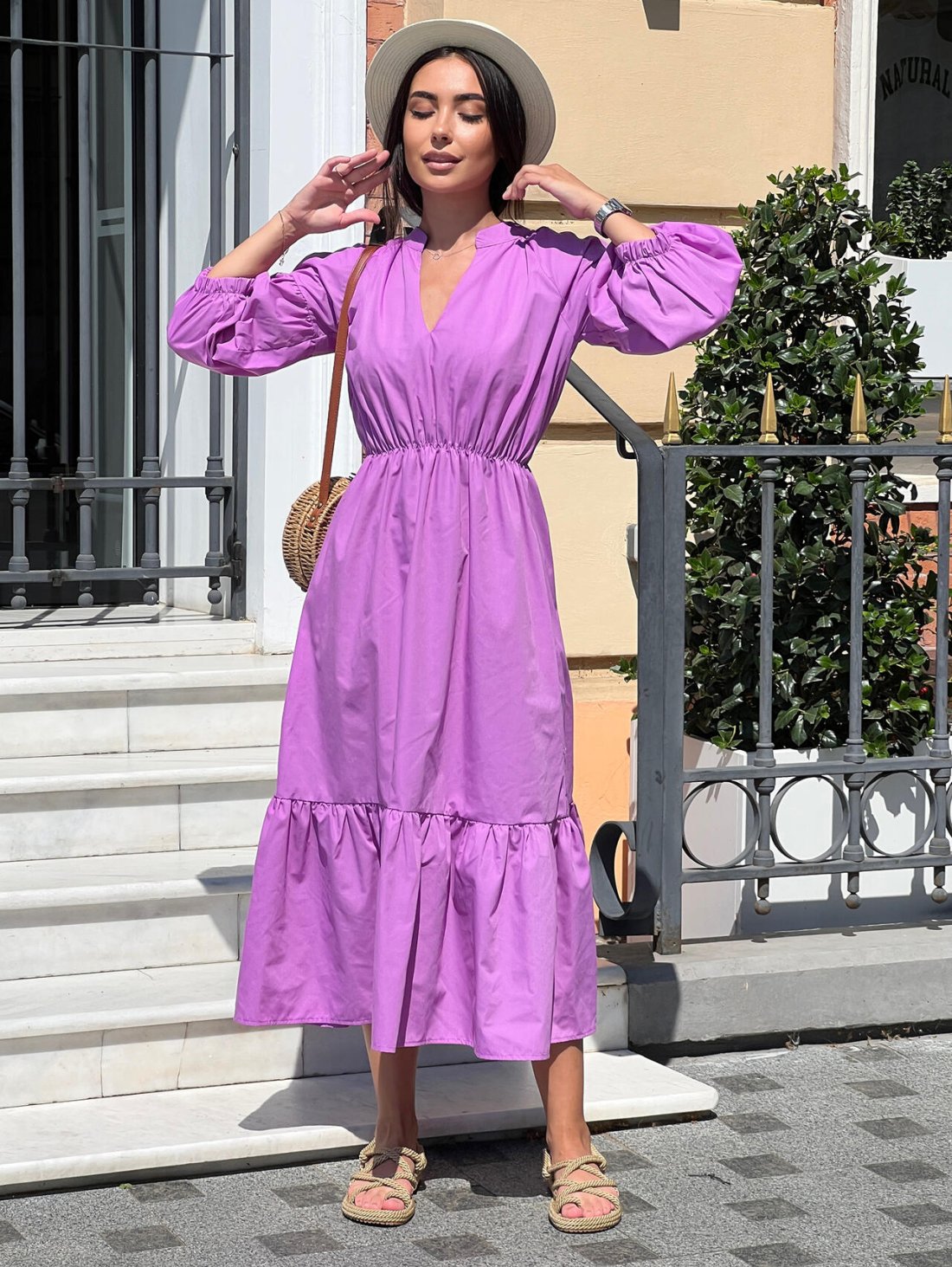 Трендова літня бавовняна сукня міді 270507-6