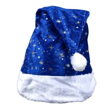 Новорічна шапка синя зірка 42 см - Купити