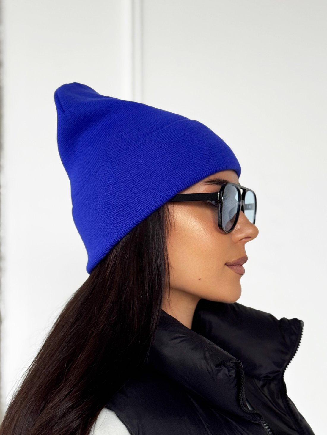 Яскрава модна шапка в'язана універсальна INNOE 950118-1 Лазур