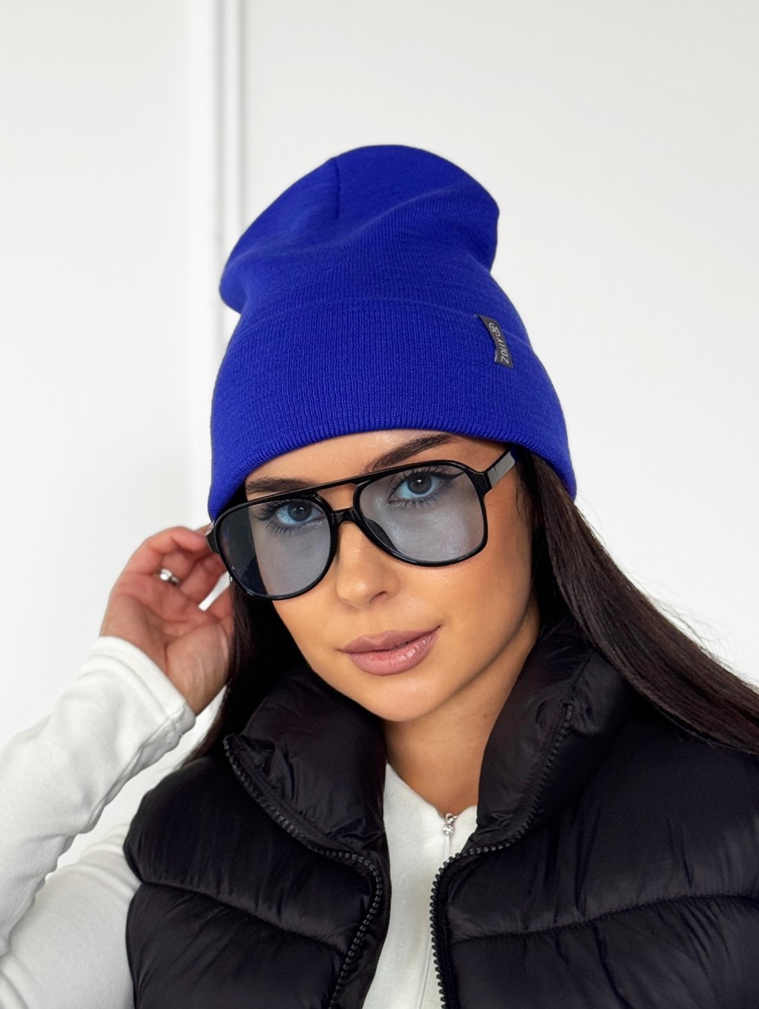 Яскрава модна шапка в'язана універсальна INNOE 950118-1 Лазур