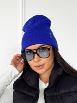 Яскрава модна шапка в'язана універсальна INNOE 950118-1 Лазур