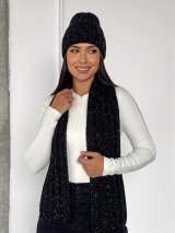 Жіночий стильний в’язаний комплект — шапка та шарф INNOE 950504-1 Чорний - Купити