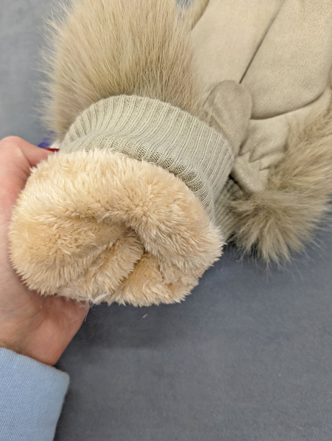 Зимові хутряні рукавички у стилі люкс INNOE 85005-1 Бежевий