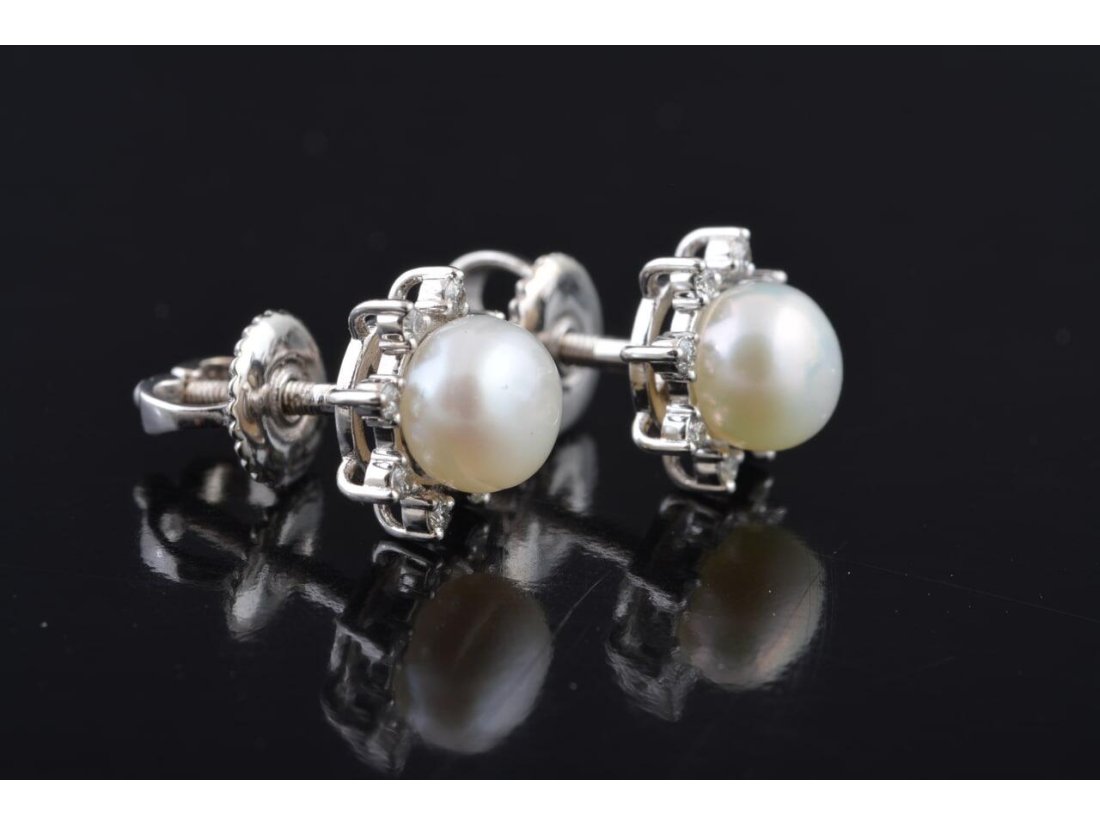 Сережки з перлами і діамантами - Фото3 Сережки з перлами і діамантами - Купити