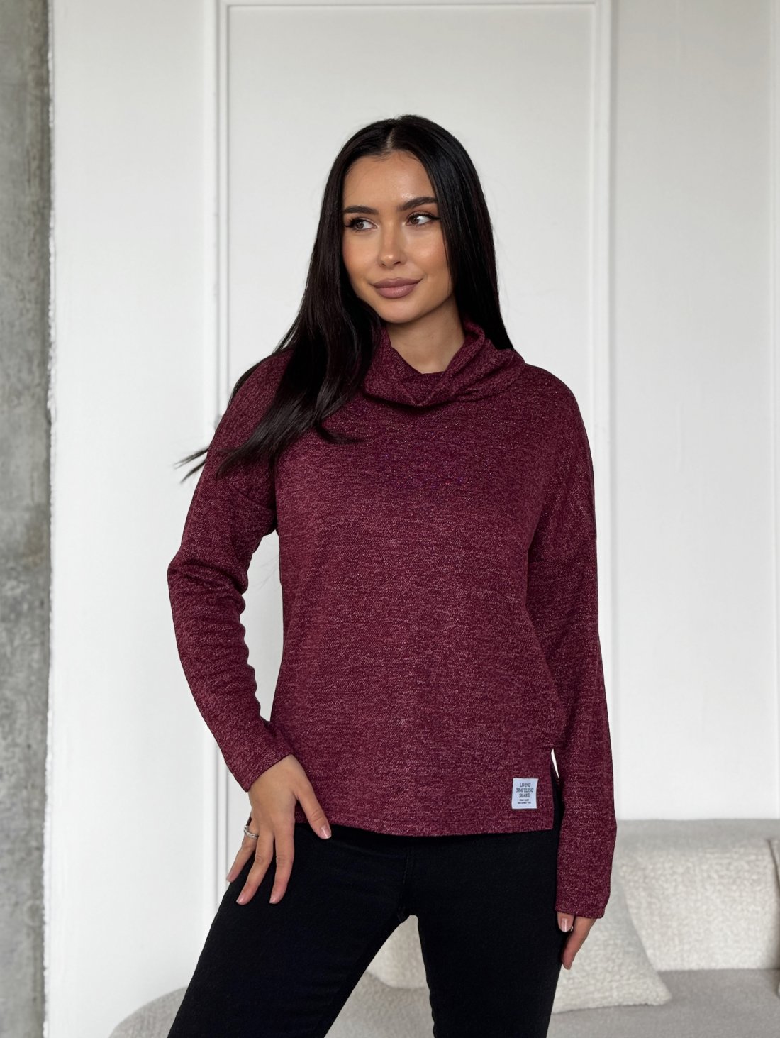 Лонгслів casual з розрізами INNOE 230233-2 Бордовий