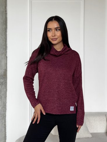 Лонгслів casual з розрізами INNOE 230233-2 Бордовий - Купити