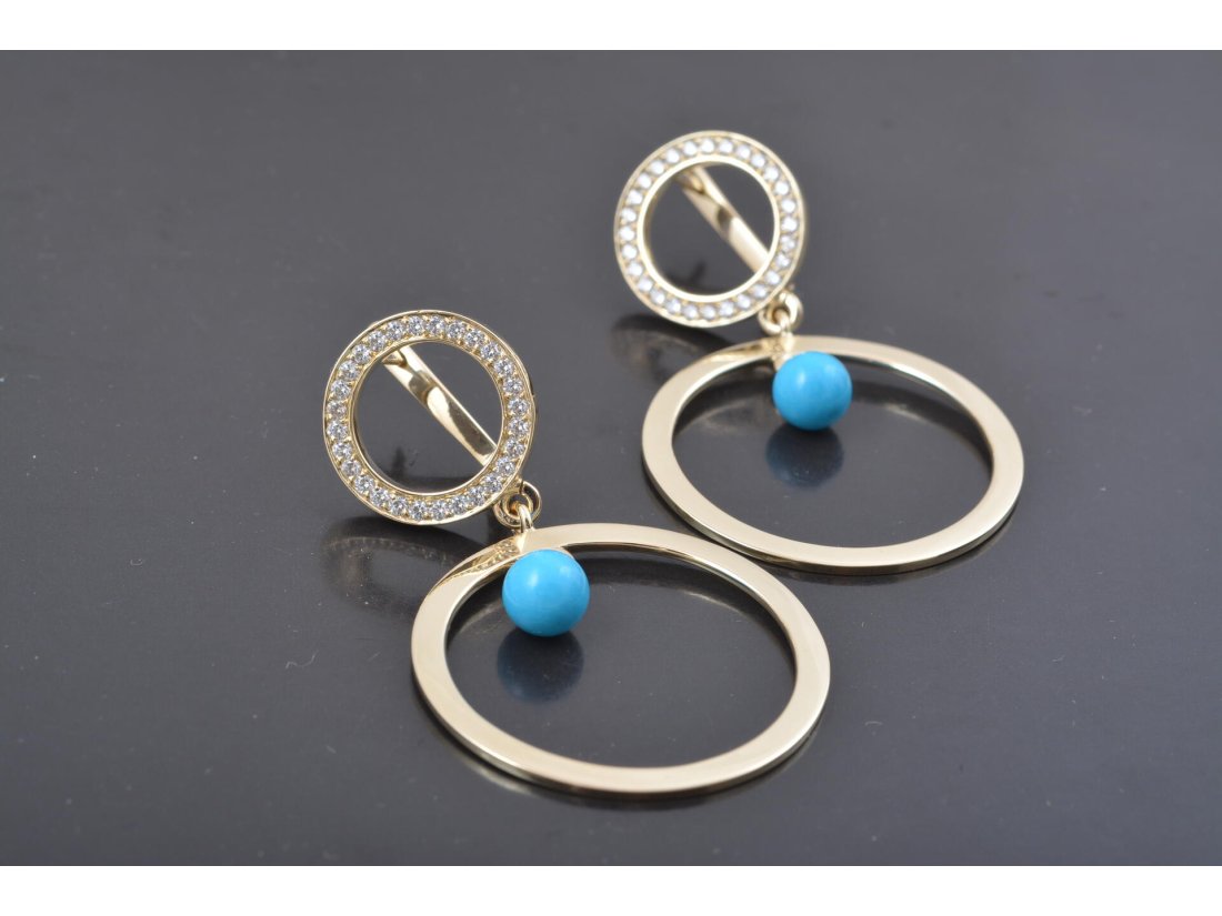Сережки кружечки із бірюзою - Багира