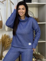Елегантний жіночий костюм з делікатним блиском і прямими брюками INNOE 210366-5 Синій