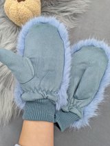 Стильні рукавички з хутряною обробкою та замшевою вставкою INNOE 85005-1 Блакитний
