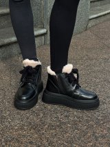 Комфортні зимові черевики на платформі з натуральної шкіри INNOE 777562-2 Чорний