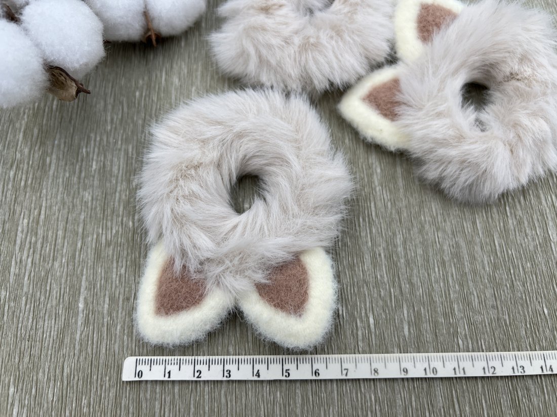 Дитячі резинки хутряні з вушками 7см - Кристалік