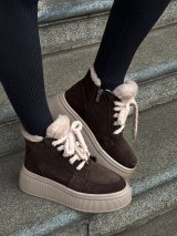 Жіночі замшеві черевики з хутром на платформі INNOE 777562-1 Коричневий - Innoe