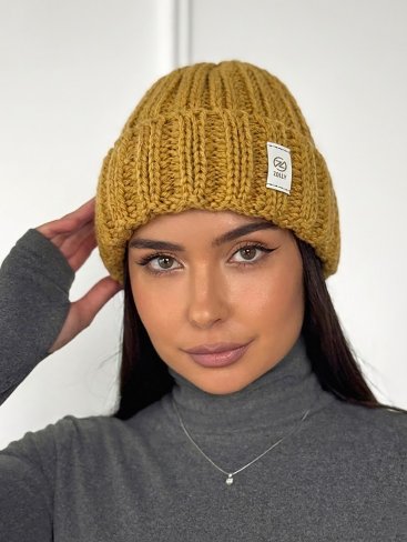 Тепла стильна в’язана шапка на флісі INNOE 950234-1 Жовтий - Купити