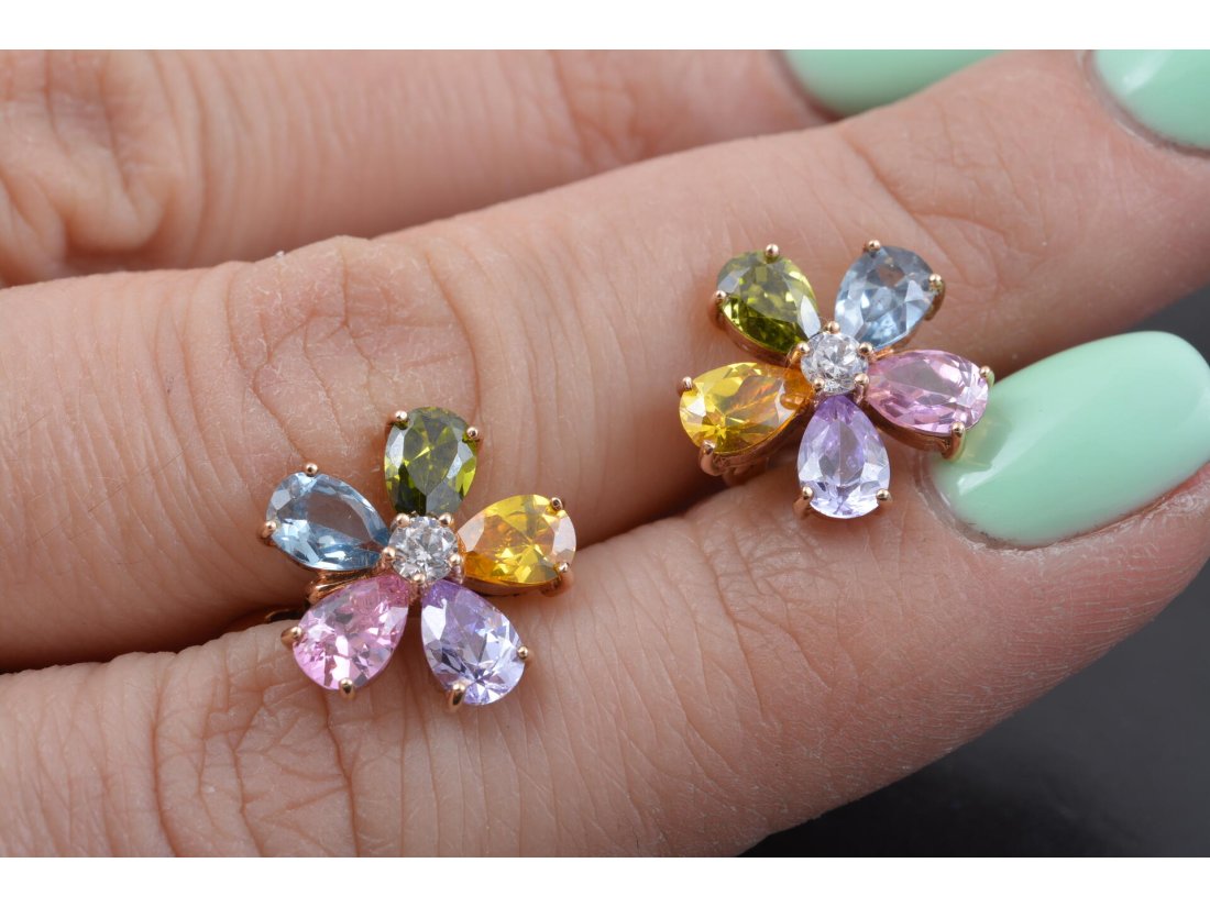 Сережки «Квітка - семибарвиця» - Купити